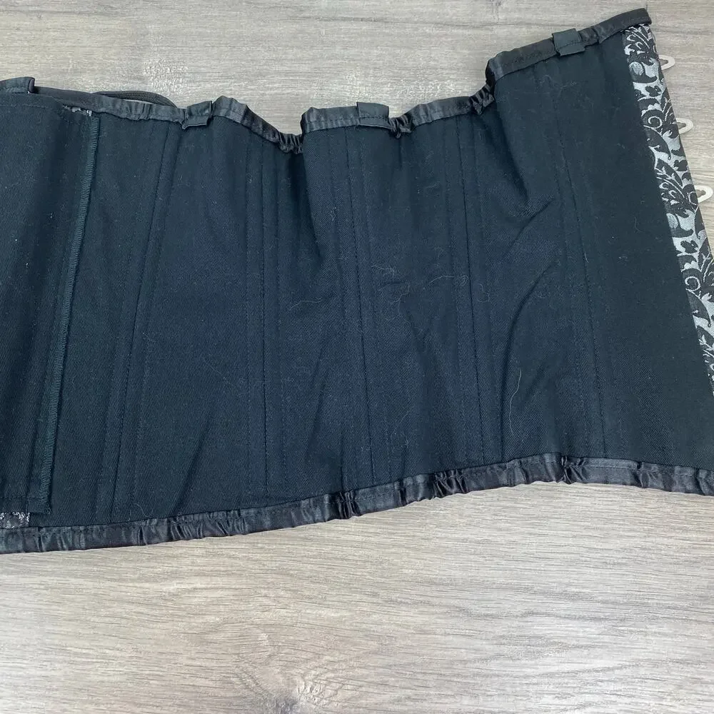Black&Gray Paisley Brocade Lace Up Corset Sz.36